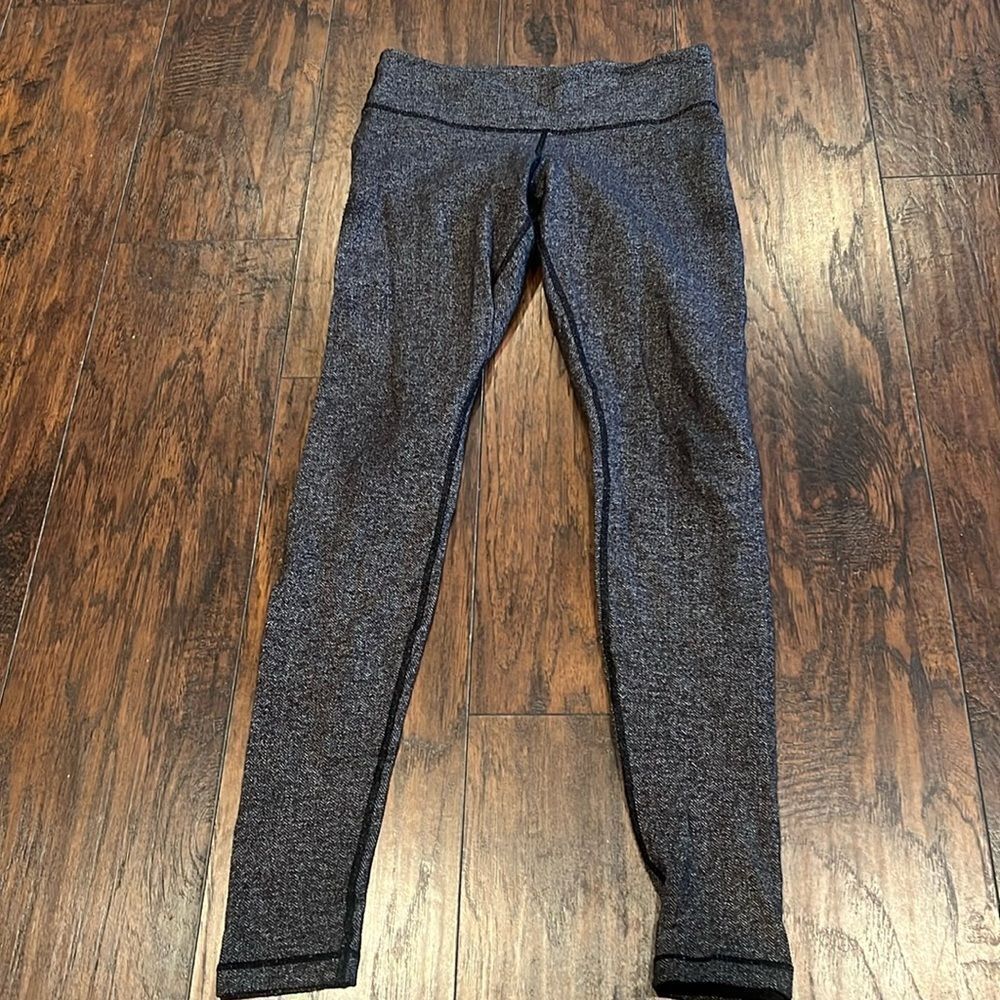 Lululemon Wunder Under Pant Tight Yoga Black Swan grey Herringbone 4 Heathered
